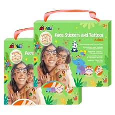 德國Avenir Kids 美妝&紋身貼紙 動物派對 Set, 臉部&身體貼紙, 3+年齡適用, 2盒