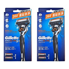 Gillette 吉列 Proglide 無感系列 刮鬍刀組, 旋轉刀頭科技 360°服貼刮淨, 刀架 + 刀頭 x 2個, 2盒