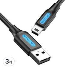 벤션 USB A to 미니5핀 케이블 COM, 0.25m, 블랙, 3개
