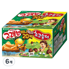 오리온 고래밥 초코송이 미니믹스 과자세트, 고래밥 볶음 양념맛 10p + 초코송이 10p, 6개