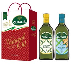 OLITALIA 奧利塔 純橄欖油1L + 玄米油1L 2件禮盒, 1盒