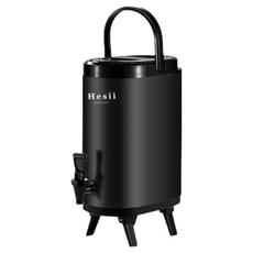 Hesii 橢圓形保溫茶桶 6L, 304不鏽鋼材質, 黑色, 雅典黑, 1個