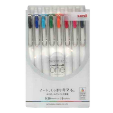 Uni 三菱 ball ONE 自動鋼珠筆組 0.38mm 8色, UMN-S-38, 1組