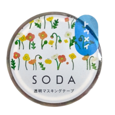 KING JIM HITOTOKI SODA 透明PET卷狀膠帶 10mm x 4m, 罌粟花 宮下和設計款, 1捲