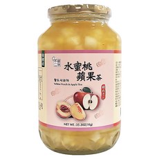 韓味不二 水蜜桃蘋果茶果醬，富含果肉，補充能量, 1kg, 1罐
