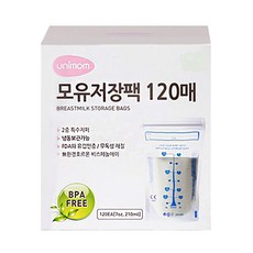 Unimom 母乳儲存袋 210ml, 120入, 雙層夾鏈設計, BPA Free, 1盒