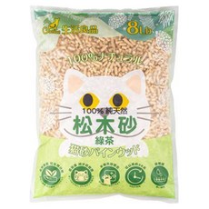Catfeet 崩解型天然松木貓砂, 8LB, 綠茶口味, 低敏無塵, 超強吸收力, 綠茶, 3.63kg, 1袋