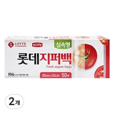 롯데이라이프 실속형 지퍼백 25 x 32cm 50매 2개입, 25 x 32 cm, 50개입, 2개 50매, 2개