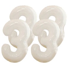 數字氣球, 32吋數字氣球, 吹後高度約64cm, 白色, 4個