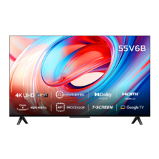 TCL 4K UHD 안드로이드R HDR TV, 138cm(55인치), V6B, 스탠드형, 방문설치