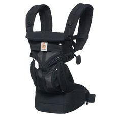 Ergobaby Omni Breeze 全階段型四式透氣嬰兒背帶, SoftFlexTM 專利網布, 0-20kg適用, 四種背法, 黑瑪瑙, 腰帶腰圍66-140cm, 1個
