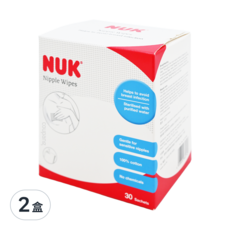 NUK 乳頭清潔棉, 純棉純水成分, 不含化學物質及防腐劑, 115°C高壓蒸氣滅菌消毒, 鋁箔袋獨立包裝, 2盒