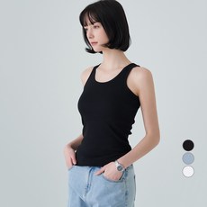 ELLE PARIS 여성용 골지 나시 티셔츠 여성패션