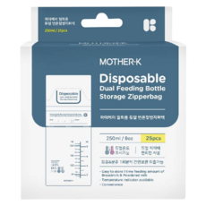 MOTHER-K 溫感拋棄式奶瓶袋 250ml/25入, 雙重夾鏈設計, 母乳奶粉皆可保存, 1盒