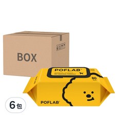 poflab 寵物低敏濕紙巾80抽6包,溫和清潔,無酒精配方,寵物濕巾,狗狗清潔,貓咪適用, 80張, 6包