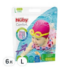 Nuby 游泳褲型尿布 女童, L, 6片