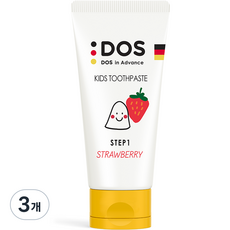 도스인어드밴스 유아치약 STEP1 무불소 딸기향, 60ml, 3개