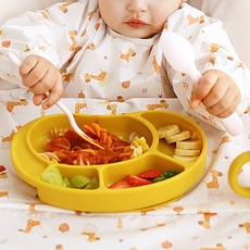 babyclo 多功能防水長袖圍兜, 一體式防止食物掉落, 棕色長頸鹿款, 1入, 1條