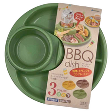 inomata BBQ圓形餐盤3件組, 日本製造, 食洗機OK, 不含BPA, 直徑21 x 4.6cm, 1424, 1組