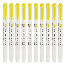 ZEBRA 斑馬牌 MILDLINER 雙頭柔性螢光筆 - 水性馬克筆，10本裝, 冰沙黃, 10支
