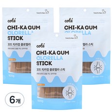 꼬뜨 치석 제거 치카껌, 클로렐라, 100g, 6개 - 꼬뜨치카껌