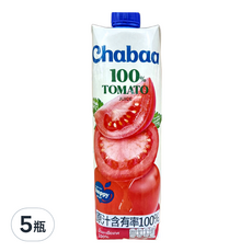 CHABAA 啜吧 100% 番茄汁, 1L, 5瓶