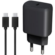 홈플래닛 25W PPS PD 3.0 초고속 충전기 + CtoC 케이블 1.2m, 블랙, 1개