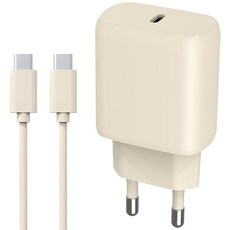 홈플래닛 25W PPS PD 3.0 초고속 충전기 + CtoC 케이블 1.2m, 베이지, 1개