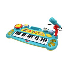 Fisher-Price 費雪多功能電子琴, 8款樂器模擬音效, 8種旋律伴奏, 可旋轉麥克風, AUX接口, ST安全玩具, 1個