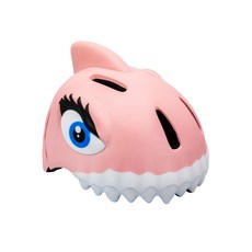 crazy SAFETY 自行車用防護頭盔, 粉鯊魚造型, 適合2-8歲兒童, 49-55cm頭圍, 三段式LED夜間警示燈, 粉鯊魚, 1個