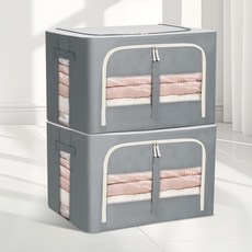 조은리빙 프리미엄 디자인 와이어 패브릭 리빙박스, 그레이, 2개