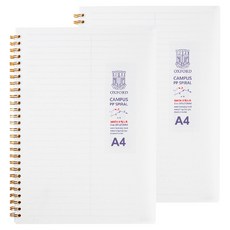 OXFORD A4左裝80張牛奶PP彈簧筆記本數學, 混色, 2個
