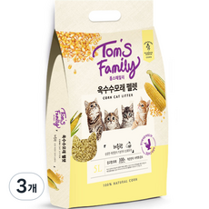 톰스패밀리 옥수수 고양이 모래 펠렛, 5L, 3개, 레몬향