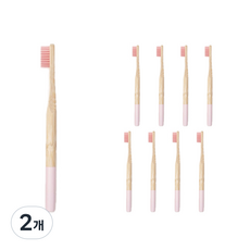 아리아즈 컬러 대나무 칫솔 분홍, 2개, 9개입