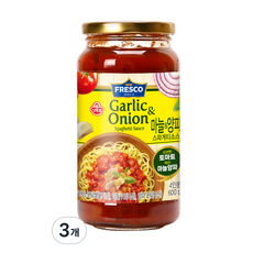 오뚜기 프레스코 마늘 앤 양파 스파게티소스, 600g, 3개