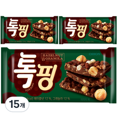 오리온 톡핑 초콜릿 헤이즐넛 & 그래놀라, 43g, 15개
