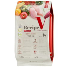 유한양행 Recipe V 세븐제로 강아지 사료, 치킨(씨 C), 2.1kg, 1개