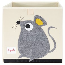 3 sprouts 收納箱, 超大容量, 貼心加蓋設計, 底部硬板, 33 x 33 x 33cm, 老鼠, 1個