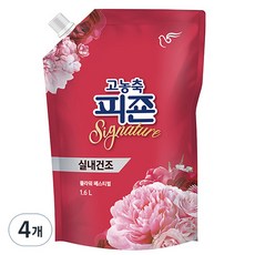 피죤 고농축 실내건조 시그니처 플라워페스티벌 섬유유연제 리필, 1600ml, 4개