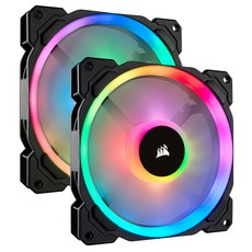 CORSAIR 海盜船 系統冷卻器低噪音 140mm 風扇 / LL 140 RGB 1PACK, 風扇 / LL 140 RGB 2 件裝, 黑色, 2個