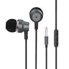 HANG 入耳式線控耳機麥克風, 適用3.5mm接頭之3C產品, 金屬環繞重低音耳機, 內建麥克風, U26, 鈦灰色
