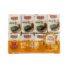 Daechungim 大川 傳統海苔 Set 16入 (12+4包) ，40年傳統名品紫菜, 72g, 1袋