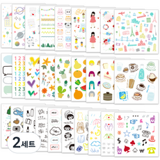 2Youngdesign 日記本裝飾貼紙28種組, 混色, 2組