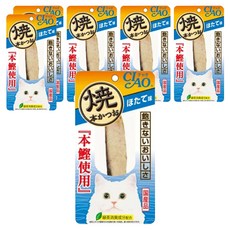 INABA CIAO 啾嚕 本鰹燒魚柳條, 日本國產品, 綠茶消臭成分配合, 土佐清水港直接輸送本鰹, 肉質柔軟, 干貝, 25g, 6包