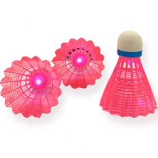 릴렉스픽 LED 야광 형광 셔틀콕 배드민턴공, 핑크, 3개
