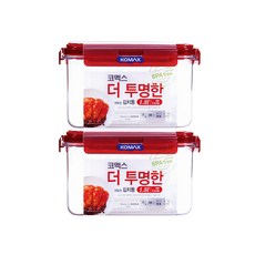 코멕스 더 투명한 정사각 핸들형 김치통, 1.8L, 2개