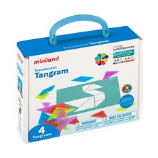 Miniland 透光百變益智七巧板, 訓練手眼協調 增進觀察力 西班牙原裝進口, 透光百變, 4人, 36片