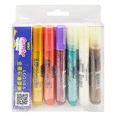 LEEHO STATIONERY 金蔥彩繪膠筆6件組, 10g/6色, 適用於美術、紙張、卡片及各種休閒飾品之彩繪裝飾創作, LGG10-6,, 1組