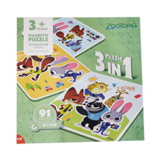 Zootopia 動物方城市 瘋狂動物城 3合1 磁力拼圖 91片 165mmx165mm 3歲以上, 1個, 91pieces