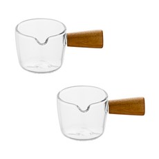 칼딘 우드 글라스 샷 잔 100ml, 투명 + 우드, 2개 혼합색상, 2개